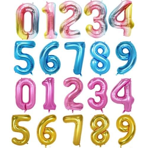 40 inch digital balloon gradient rainbow color blue pink golden aluminum foil balloon wedding birthday party decoration balloon
