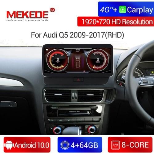 Built-in 8 cores 4GB+64GB 4G LTE 1920*720P Android 10.0 Car radio multimedia GPS Navigation for Audi Q5 2009-2016 Right hand