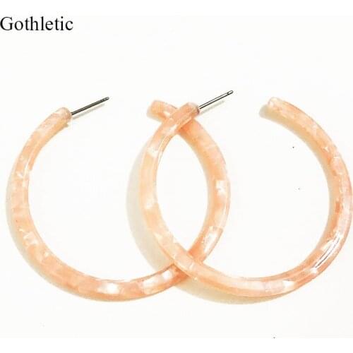 Gothletic Pink/Leopard 40/50/60MM Acetate Hoop Earrings Round Circle Resin Earrings for Women Brincos Fashion Jewelry 2019
