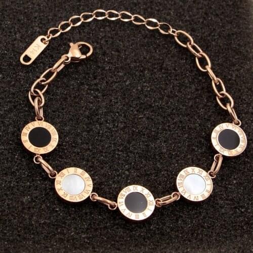 Fashion Jewelry Rose Gold Stainless Steel Roman numerals Bracelets & Bangles Female Charm Bracelet For Women K202