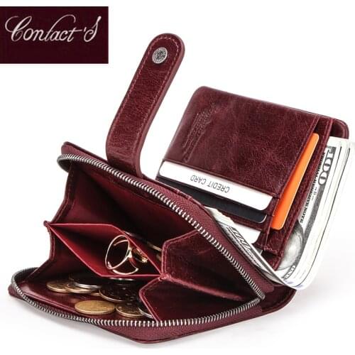 Genuine Leather Women Wallet Female Clutch Small Ladies Wallets Portomonee Rfid Luxury Brand Money Bag Magic Zipper Coin Purse