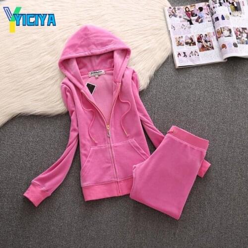 YICIYA 2021 new spring and autumn velvet sports leisure suit Rhinestone zipper head Yoga suit womens wear,tracksuit women,met