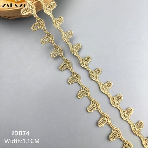 Zsbszc new 2 yards Width 1.1CM sewn gold lace trim braid lace DIY garment accessories macrame embroidery lace free ship JDB74