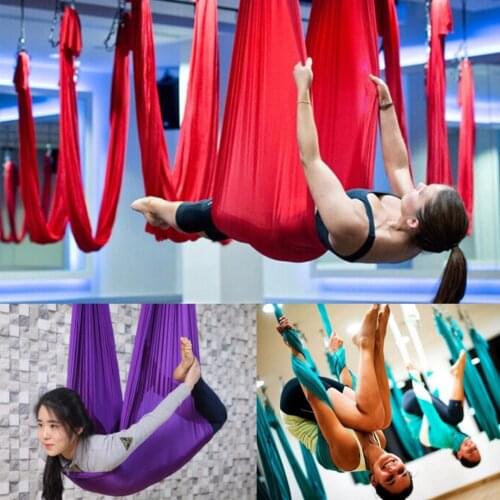 1Pcs 2.8m *1m Anti-Gravity Elastic Yoga Aerial Inversion Swing Hammock Sling Strap Prop Body Building Gym Fitness 3 Colors