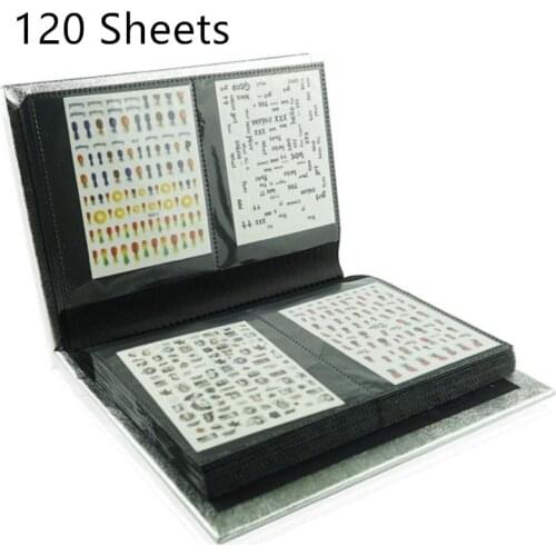 120 Sheets Black Nail Art Display Showing Book 3D Nail Sticker Water Decal Collecting Albums Storage Holder Container Tool 20