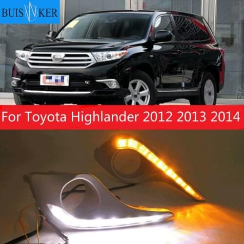 2PCS DRL For Toyota Highlander 2012 2013 2014 Daytime Running Lights fog lamp cover headlight 12V Daylight car-styling