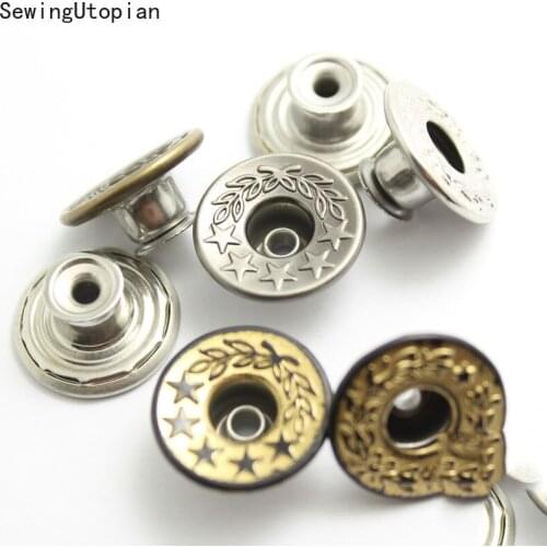 20PCS Jeans Button Waist Button No Nail No Seam Metal Denim Coat Button Detachable Waist Button Sewing Accessories Wholesale