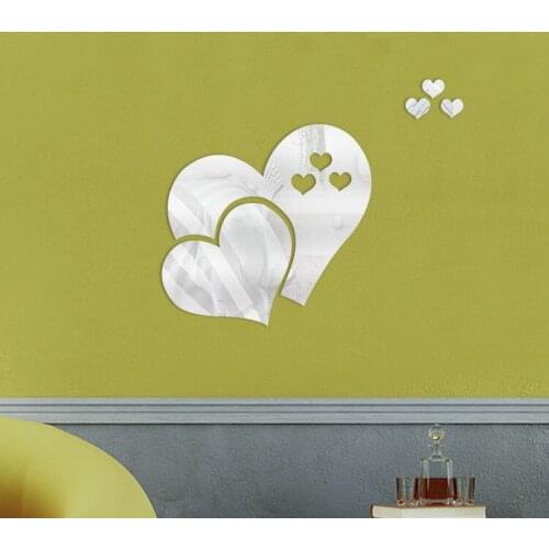 3D Crystal Wall Sticker Can Remove Adhesive Self-adhesive Love Combination Mirror Wall Sticker Mural Decal Home Decor