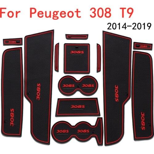 3D Rubber Mat Anti Slip Mat Door Slot Pad Cup Cushion Groove Mat For Peugeot 308 T9 2014-2019Car Accessories
