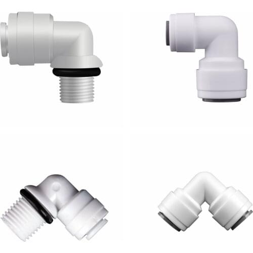 90 Degree Elbow RO Water Fitting 15 Types Male Female Thread 1/4 3/8 POM Hose PE Pipe Connector Water Filter Parts