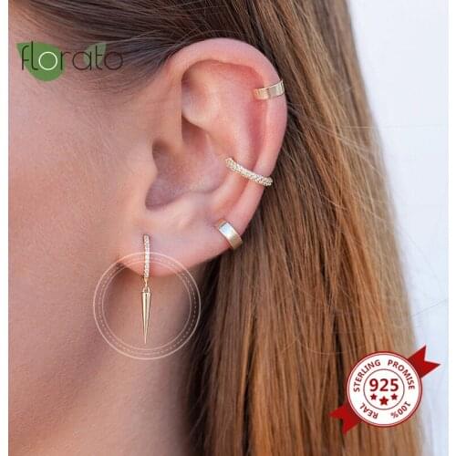 925 Sterling Silver Hoop Earrings for Women Punk Rivet Small Round Circle Earrings Cubic Zirconia Earrings Fashion Jewelry Gifts