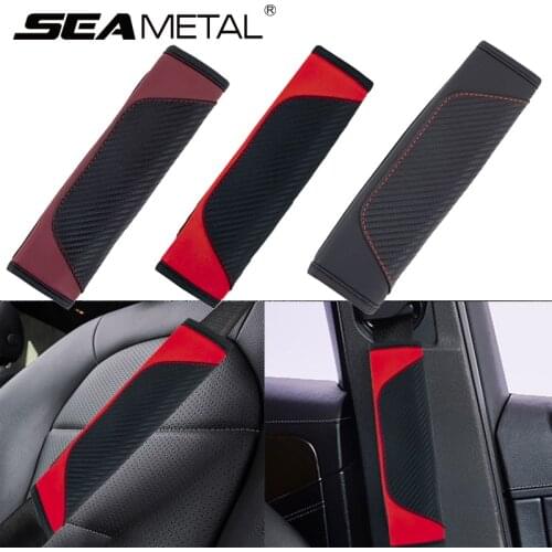 Car Seat Belt Pads SEAMETAL Carbon Fiber Leather Shoulder Cushion Cover Universal Safety Belt Pad Protector Interior Accessories