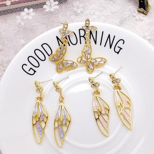 Butterflies love flowers Metal alloy earrings Butterfly wings Black Rose Drop Earrings Fashion woman Party jewelry accessories