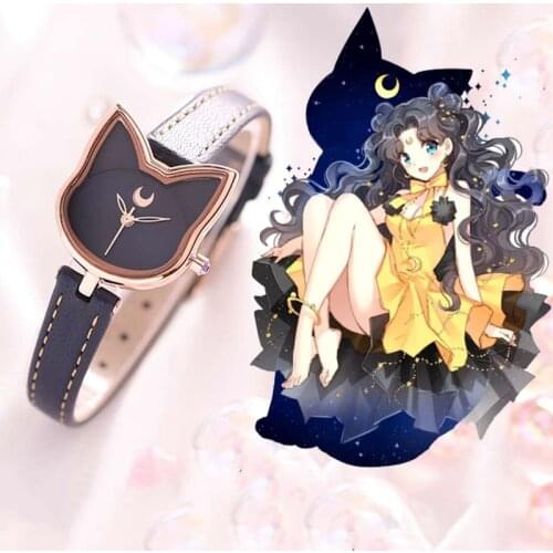 Anime Sailor Tsukino Usagi Luna Cat Quartz Wrist Watch Women Student Fashion Wristwatch Cosplay Jewelry Watch Birthday Gift