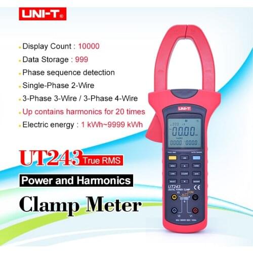 UNI-T UT243 Digital clamp meter Ture RMS power and harmonic meter multimeter ammeter 50Hz~60Hz