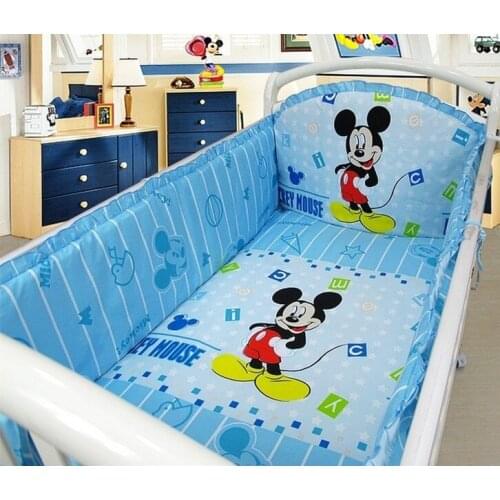 6PCS Cartoon Bed Linen Nursery Crib lit enfant baby cot bedding crib sets Baby Crib Bedding Set (bumpers+sheet+pillow cover)