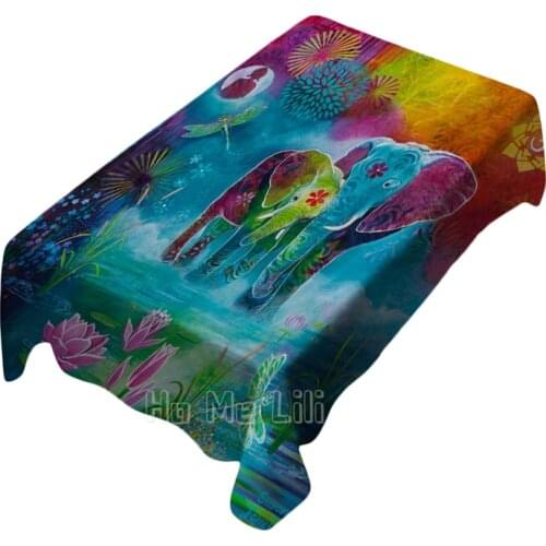 The Elephant Sacred Garden Design Tablecloth For Picnic Kitchen Dinner Table Decor