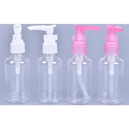5pcs 75ml Plastic PET Clear Press Pump Spray Lotion Bottles Cosmetic Sample Containers Travel Liquid Cream Fill Vials
