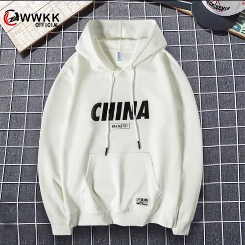WWKK 2020 CHINA Autumn Mens Thick Fleece Hoodies Hip Hop Pure Hoodies Thick Velvet Fabrics Winter Hoodies For Men Women