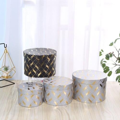 Round Flower Bucket Gift Packing Box Marble Pattern Portable Gift Box for Valentines Day Wedding Engagement Birthday Gift Case