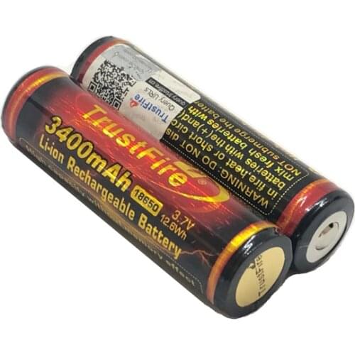 10pcs/lot TrustFire 18650 3.7V 3400mAh Lithium Battery Rechargeable Batteries with PCB Protection For LED Flashlights Headlamps