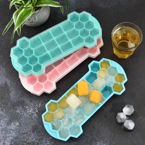 Fashion Ice Mold Convenient Easy Demould Transparent Cover Anti-deform DIY Ice Cube Tray Mould for Home Refrigerator 3 Colors