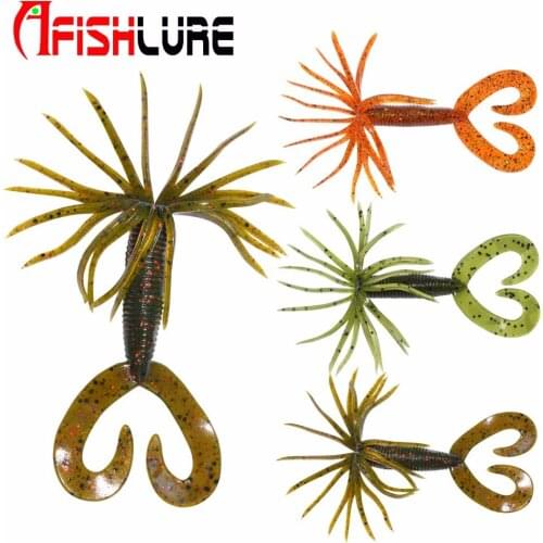 Soft Fishing Lure 5.4g 104mm Worm Beard Bait Shad Worm Swimbaits Jig Head Fishing Lures 4pcs/lot Heart Tails AR17