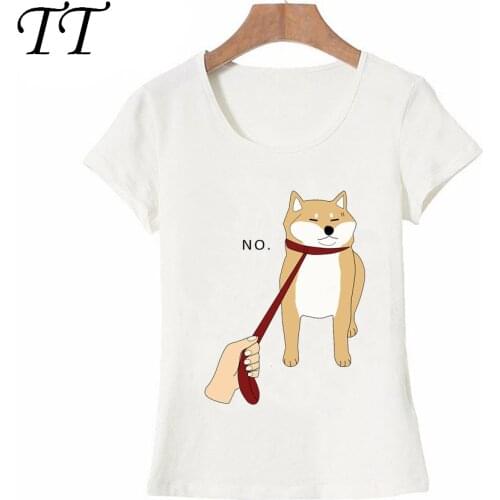 2021 New Fashion Shiba Inu No Print T-shirt Summer Funny Women T-Shirt Funny Abstract Dog Casual Tees Summer Woman Tops