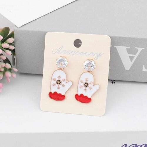 New Christmas earrings zircon Christmas earrings diamond set snowflake gloves Christmas gift earrings