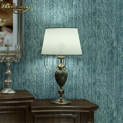 Beibehang wall paper Pune blue-green non-woven wallpaper plain solid color green pinstripe wallpaper backdrop living room meal