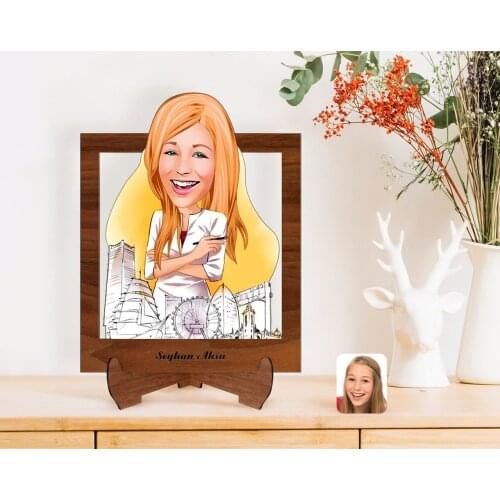 Personalized Woman Architect Caricature Of Wooden STANDING 3D Biblo-1
