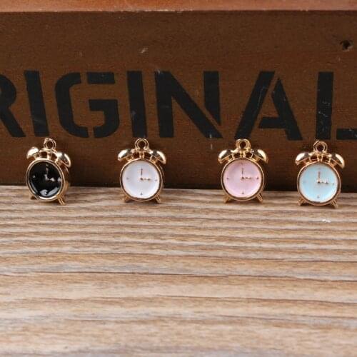 100pcs 12*13mm Oil Drop Charms Cute Clock Enamel Charms Alloy Pendant For Necklaces Bracelets DIY Jewelry Accessories