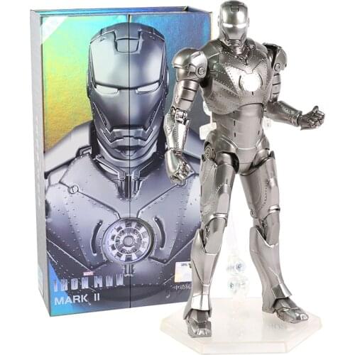 ZD Marvel Iron Man Mark II III MK2 3 Light Up 7" Joints Moveable Action Figure Toy