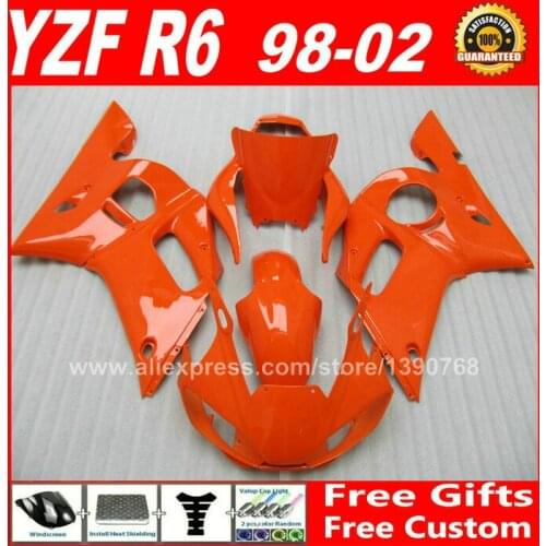 All orange Fairing kit for YAMAHA YZF R6 98 99 00 01 02 DIY plastic X6L1 1998 1999 2000 2001 2002 fairings kits