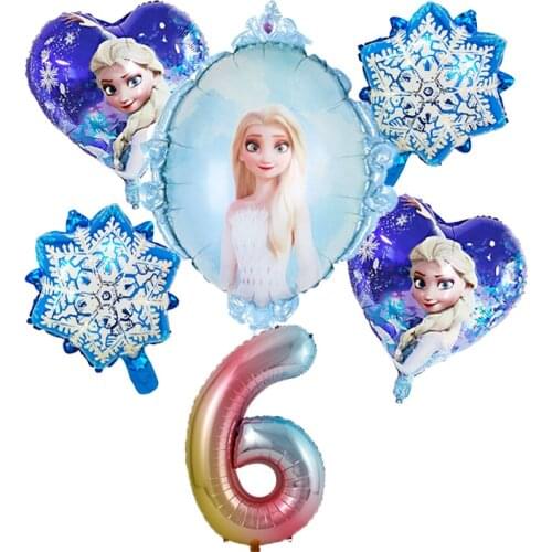 Elsa Princess Frozen 2 Disney Cartoon Theme Aluminum Foil Number Balloon Girl Birthday Party Decorations Supplies Kid Favor Toys