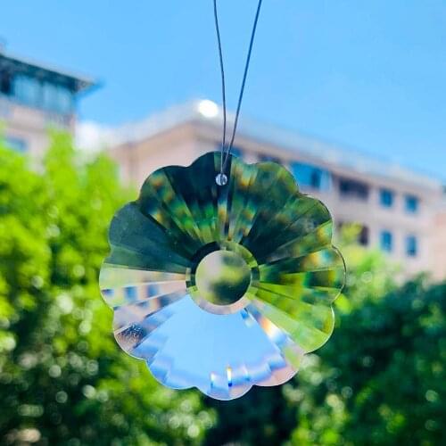 2PC Clear Sunflower Crystal Chandelier Prism Suncatcher DIY Curtain Entrance Partition Wedding Stage Layout Lighting Accessories