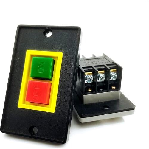 Qcs1 AC 220 / 380V 2kW 10A Bench Drill Motor Control Switch Start Stop Button Switch 6 Screw Terminals
