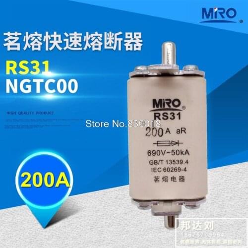 RS31-200A MRO Mingrong Fast Fuse NGTC00 ngtcoo 200A RS31 Fast-Acting--10PCS/LOT
