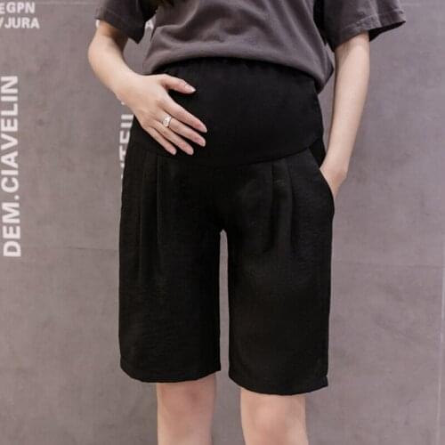 Maternity cotton and linen shorts Summer five-point pants pregnant women belly lift pants fashion thin loose loose casual pants