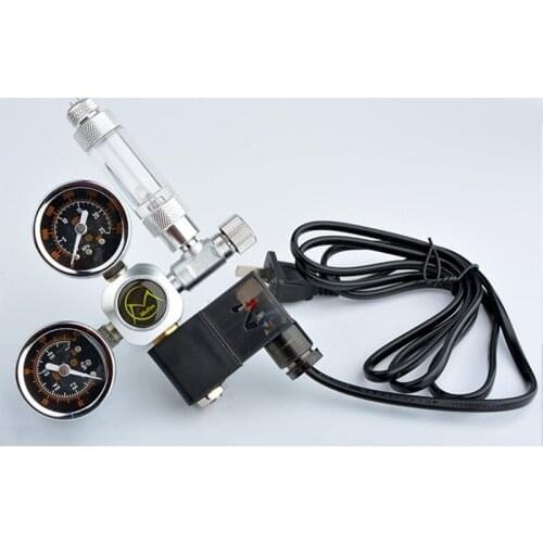 Aquarium System Dual Gauge Co2 Pressure Regulator Bubble Counter Solenoid Valve 220v Aquarium Bubble Counter Co2 Control