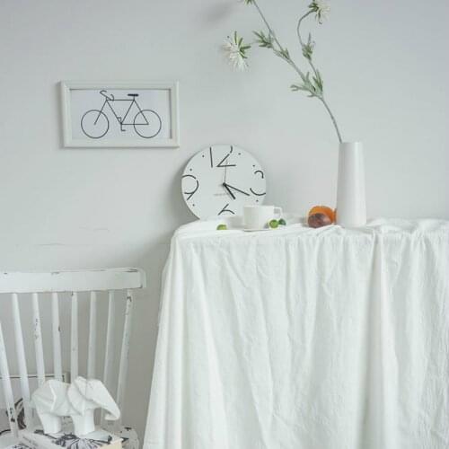 Nordic Ins Wind White Pendulum Background Cloth Chic Wind Photo Props Solid Color Cotton Tablecloth Fabric with Texture