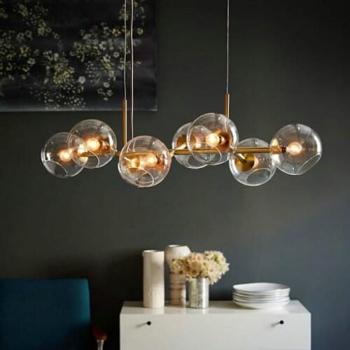 Nordic Loft Glass Ball Pendant Lights Creative Molecule Winehouse Living Room Kitchen Bar E14 Hanging Light Fixtures ZM1114