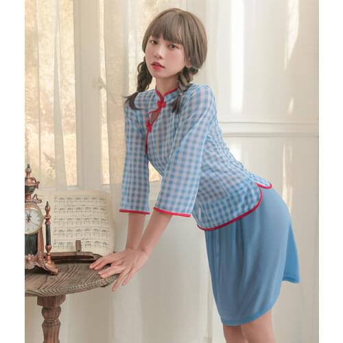 Anime Sexy Cosplay Costumes for Women School Girl Outfit Role Play Naughty Schoolgirl Lingerie Student Uniform Pink Blue Plaid