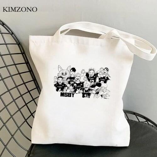 Haikyuu shopping bag recycle bag shopper eco grocery canvas shopping bag net sacola reusable foldable sac toile
