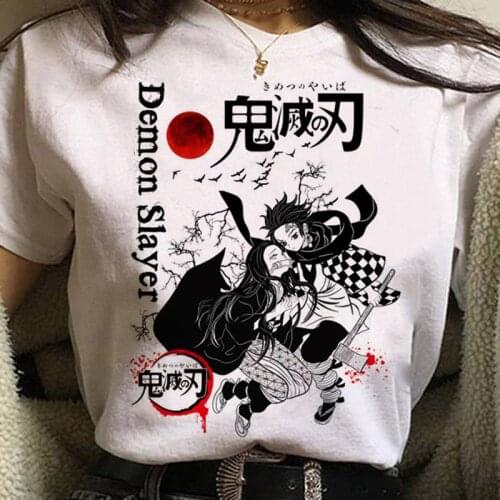 90s Demon Slayer Anime Tanjiro Nezuko T Shirt Top Tees Women Tshirts Style Swea tshirt girl Streetwear Sudadera Mujer Y2k Shirt
