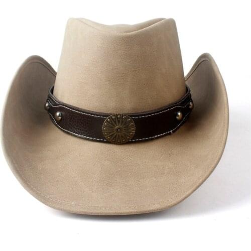 2019 Women Men Western Cowboy Cowgirl Hat With Punk Leather Ribbon Lady Dad Sombrero Cap