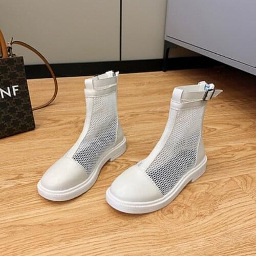 Martin shoes female spring 2021 new Korean version of the British style mesh breathable thin hollow mesh shoes