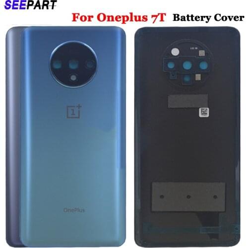 100% Tested For Oneplus 7T Back Glass Rear Housing Cover Replacement Back Door Battery Case for Oneplus 1+7T With Camera Lens