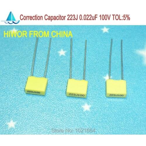 100pcs/lot) correction Capacitor 0.022uf 223J 100V TOL:5% Metallized polyester film capacitor 22nF