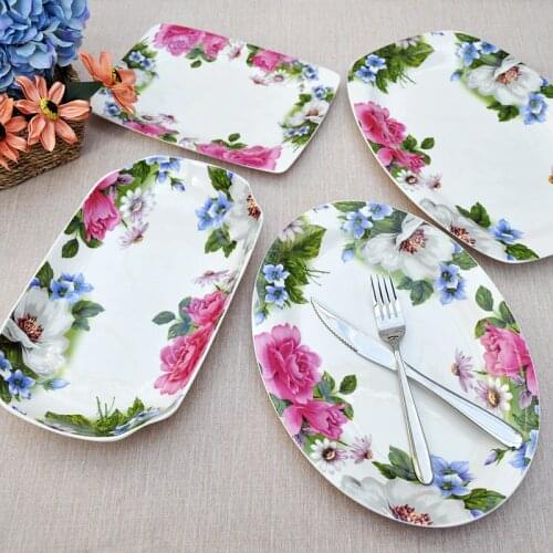 12 inch, fine bone china dinner service plate tray, ceramic oval fish dishes, decorative buffet dishes serving, big cake tray